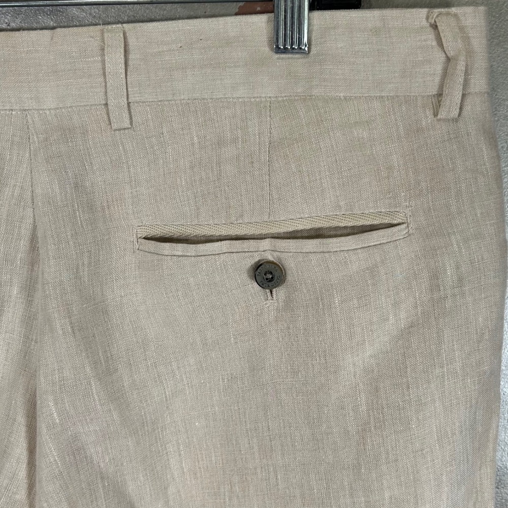 Tasso Elba Island Mens 36x32 Linen Pants Beige Flat Front Beach Trousers Resort - Picture 7 of 9